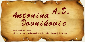Antonina Dovniković vizit kartica